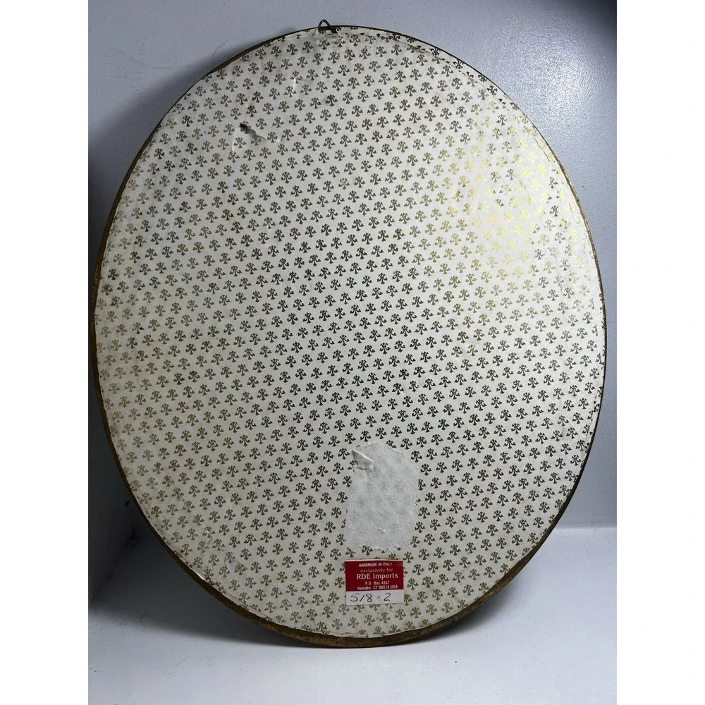 Vintage RDE Imports Handmade in Italy Oval Gold Framed Mirror 14x11.5 518-2